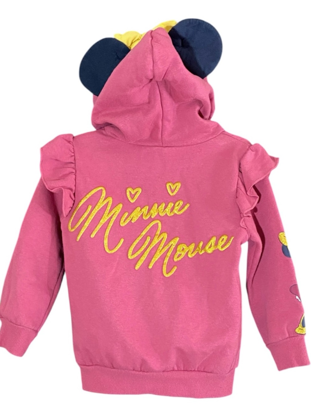 Disney Junior Minnie Mouse Pink Ruffle Zip Up Sweatshirt With Ears Size 4T - Picture 7 of 10